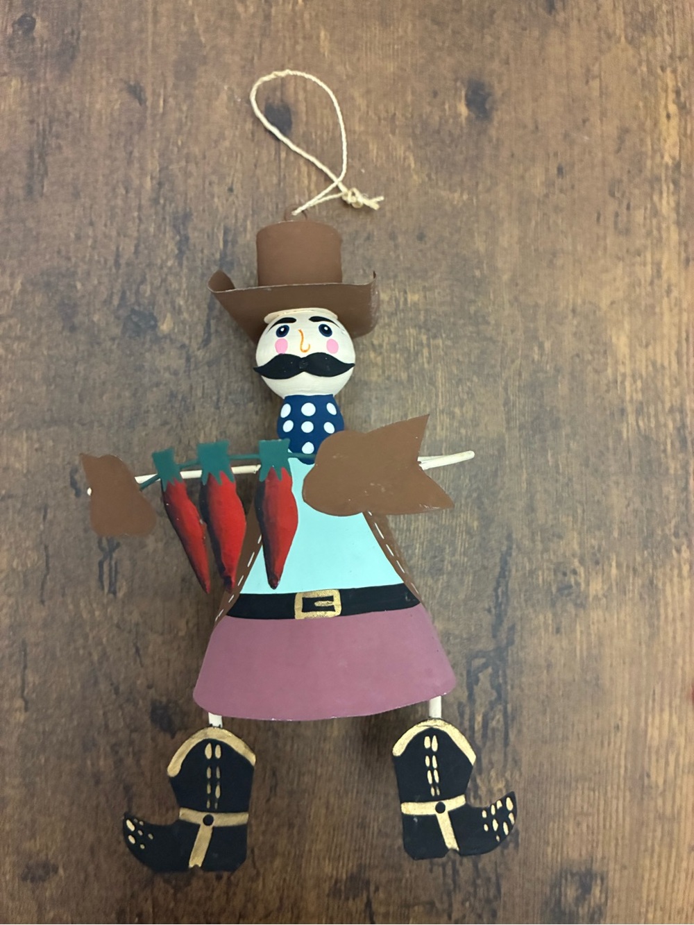 Southwest Style Tin Cowboy Christmas Ornament